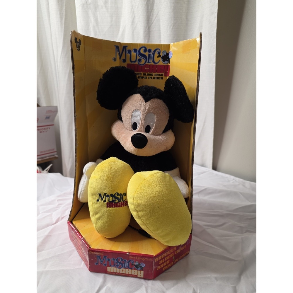 Vintage Disney World Disneyland Music Mickey Mouse Plush Grooves W/MP3 Player